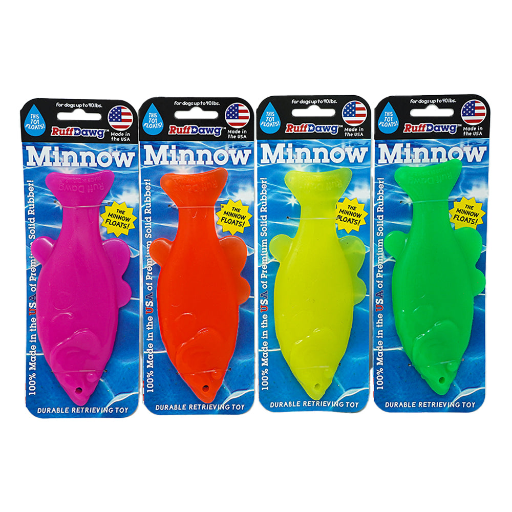 Ruff Dawg Minnow Floating Dog Toy – Scented Rubber Fetch Toy, 6-inch
