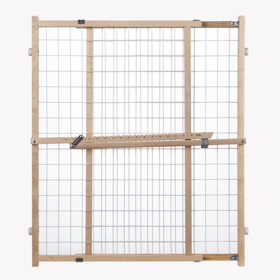 North States Wide Wire Mesh Pet Gate | Pressure Mount Wood - 32" High