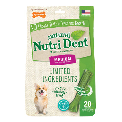 Nylabone Nutri Dent Dental Chews for Medium Dogs - Fresh Breath - 20ct