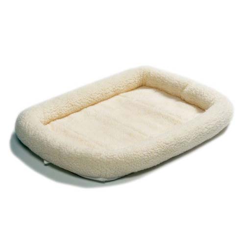 Midwest Quiet Time Fleece Dog Crate Bed | White Washable Mat, 48x30