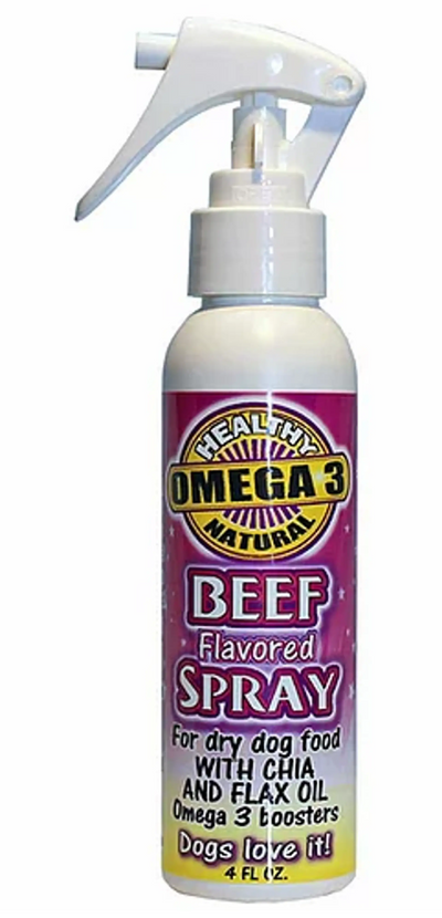 Flavored Sprays Beef Dog Food Topper – Vegan Omega-3 Flavor Enhancer, 4oz
