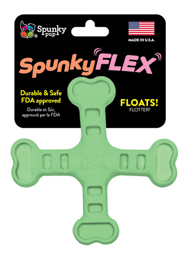 Spunky Pup SpunkyFlex Cross Bone – Durable Rubber Dog Chew Toy – Made in USA