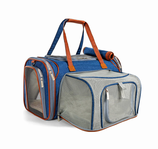 Mr. Peanut's Gold Series Mini Size Expandable Pet Carrier, Deja Blue