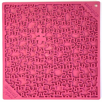 SodaPup Jigsaw Design eMat Enrichment Lick Mat for Dogs, Pink – 8x8"