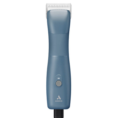 Andis eMERGE Cordless Clipper in blue with a silver blade and a black charging port.