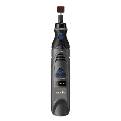 Andis rechargeable dog nail grinder with USB charging and 6 speeds.