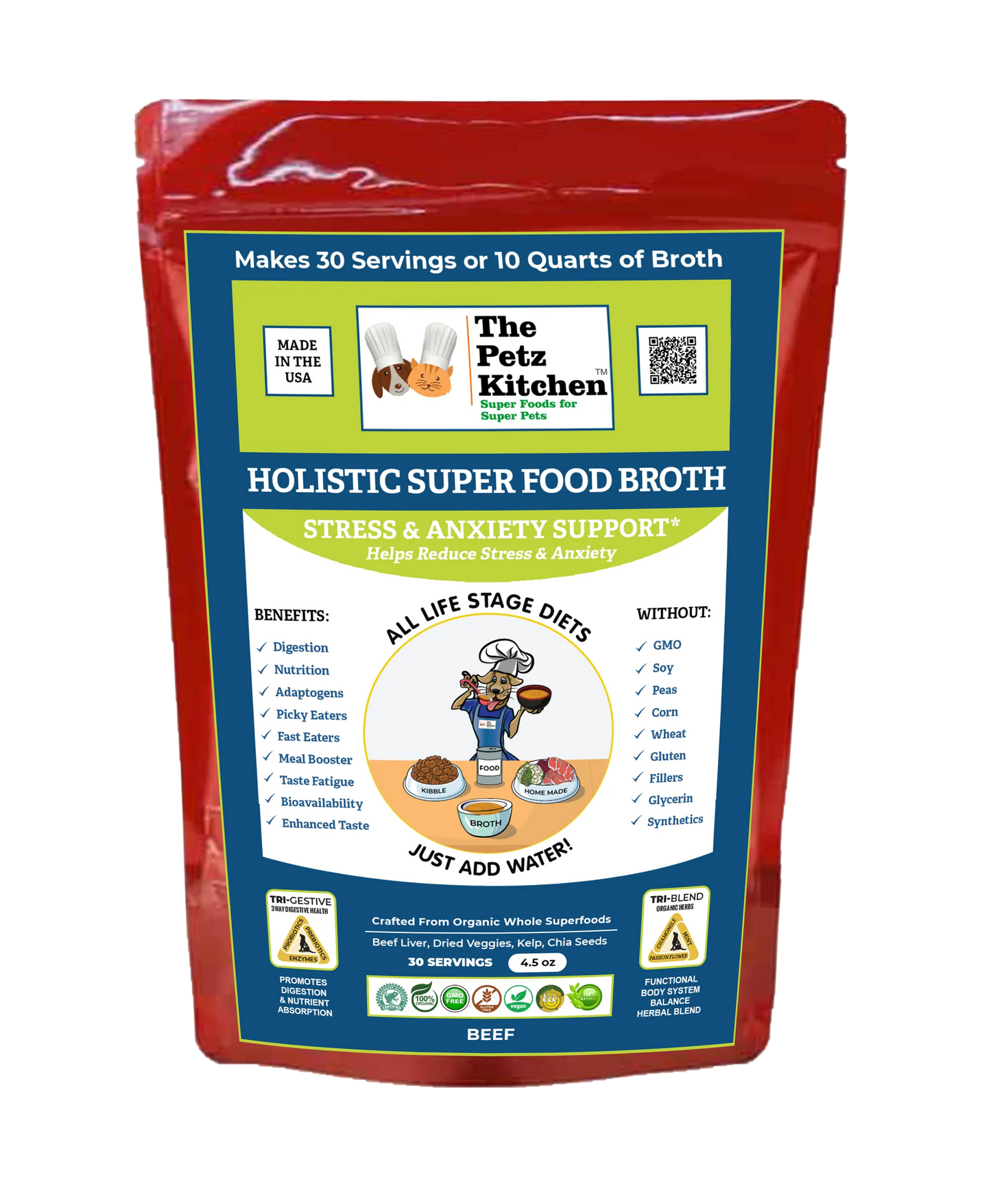 Food Broth Stress/Anxiety, 4.5 Oz., BROTHBEEFANXIETY
