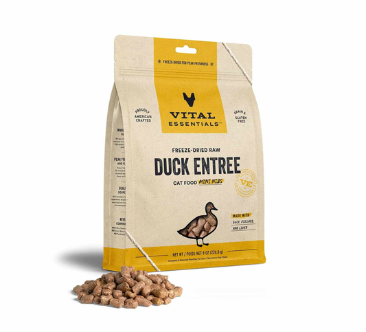 Vital Essentials(R) Freeze-Dried Raw Duck Entree Cat Food Mini Nibs, 8 oz
