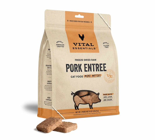 Vital Essentials(R) Freeze-Dried Raw Pork Entree Cat Food Mini Patties 8 oz
