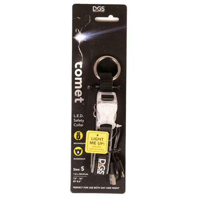DGS Comet LED Rechargeable Light Up Dog Collar – Small Black Nylon