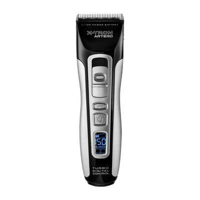 Artero XTron cordless dog grooming clipper with digital display and turbo button.