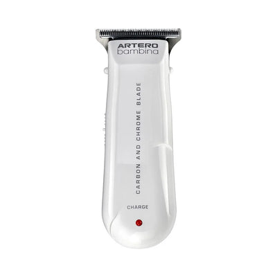 Artero Bambina cordless trimmer with a white body and a red charging light.