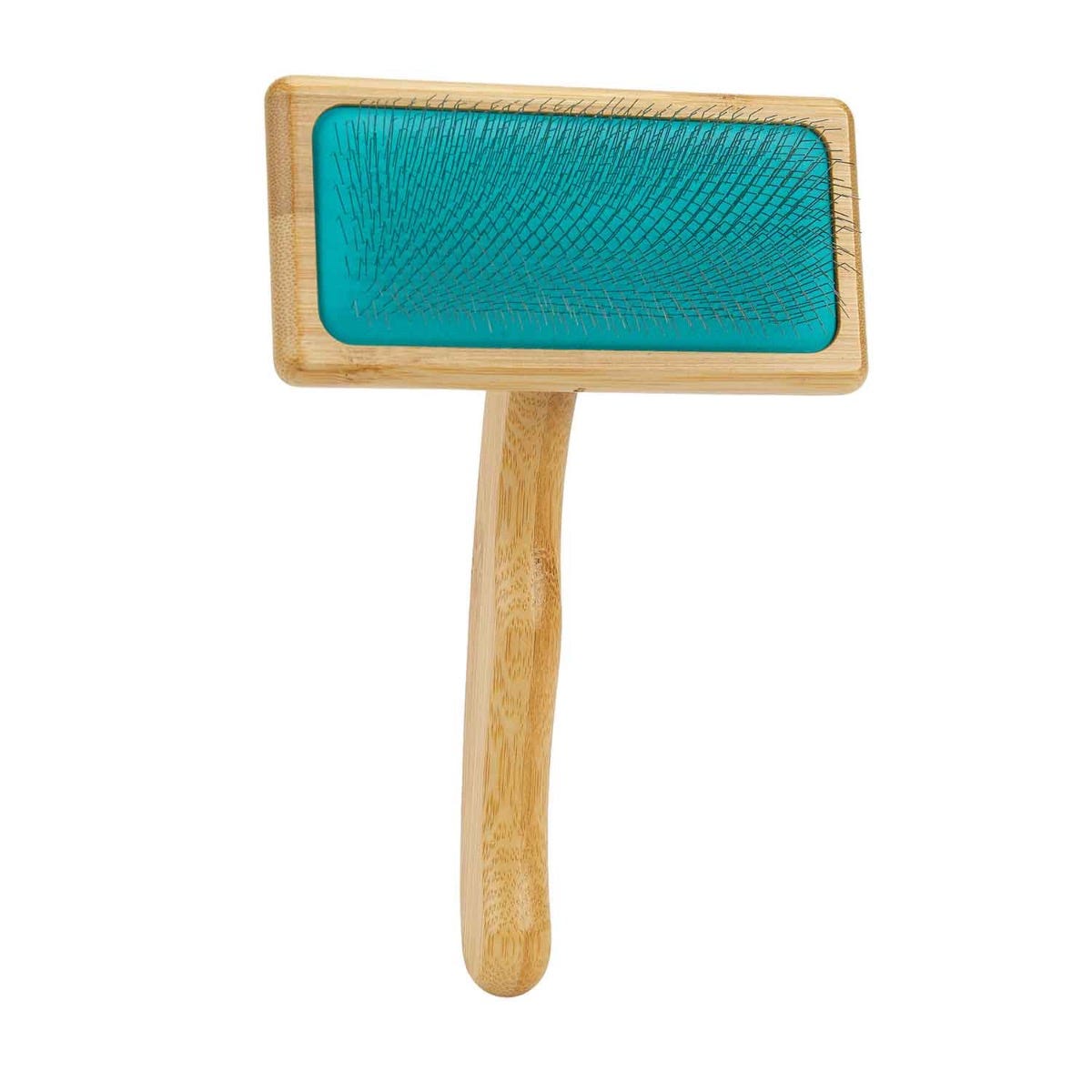 ART Nature Coll Soft Slicker Brush Medium with bamboo handle and teal bristles.