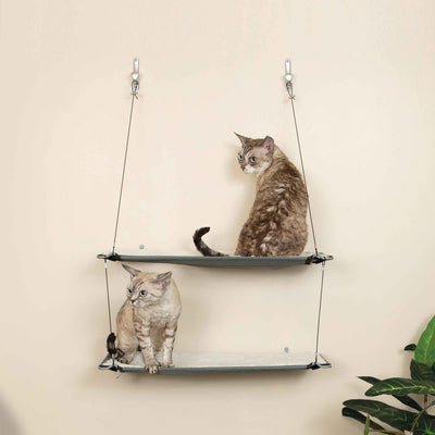 K&H Pet Products Wall Mounted Cat Shelf | Double Level Steel Perch
