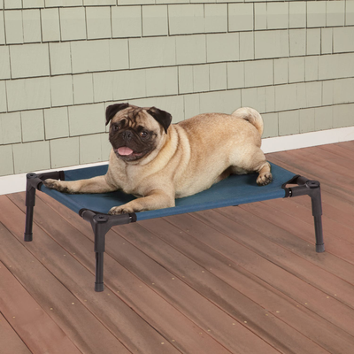 Guardian Gear Elevated Pet Cot – Blue Tear-Resistant Dog Bed, Small