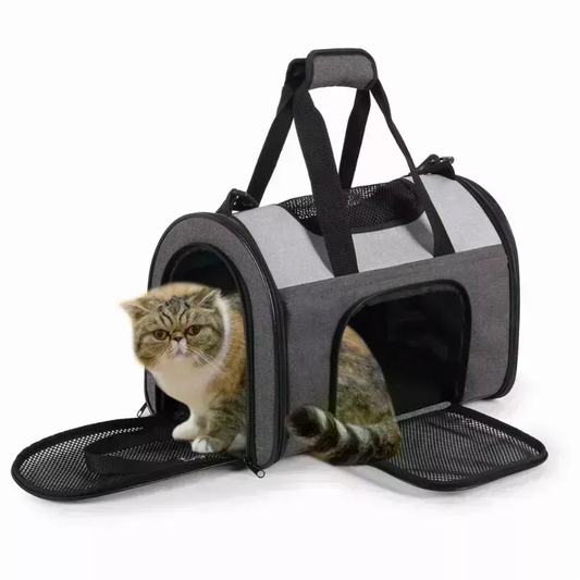 JESPET Soft-Sided Pet Carrier for Small Pets Smoke Grey, 16" x 10" x 11"