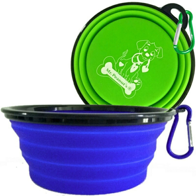 Mr. Peanut's Collapsible Silicone Pet Bowls | XL 34oz Travel 2-Pack