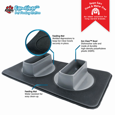 Flipo Ear-Clear Pet Feeding Station for Long-Eared Dogs with 2 Bowls