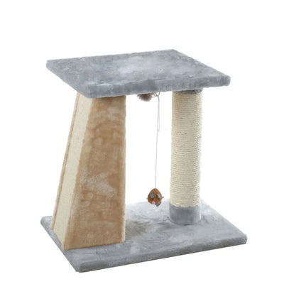 Armarkat 2-Level Cat Scratcher Post – Silver Gray Faux Fur Wood