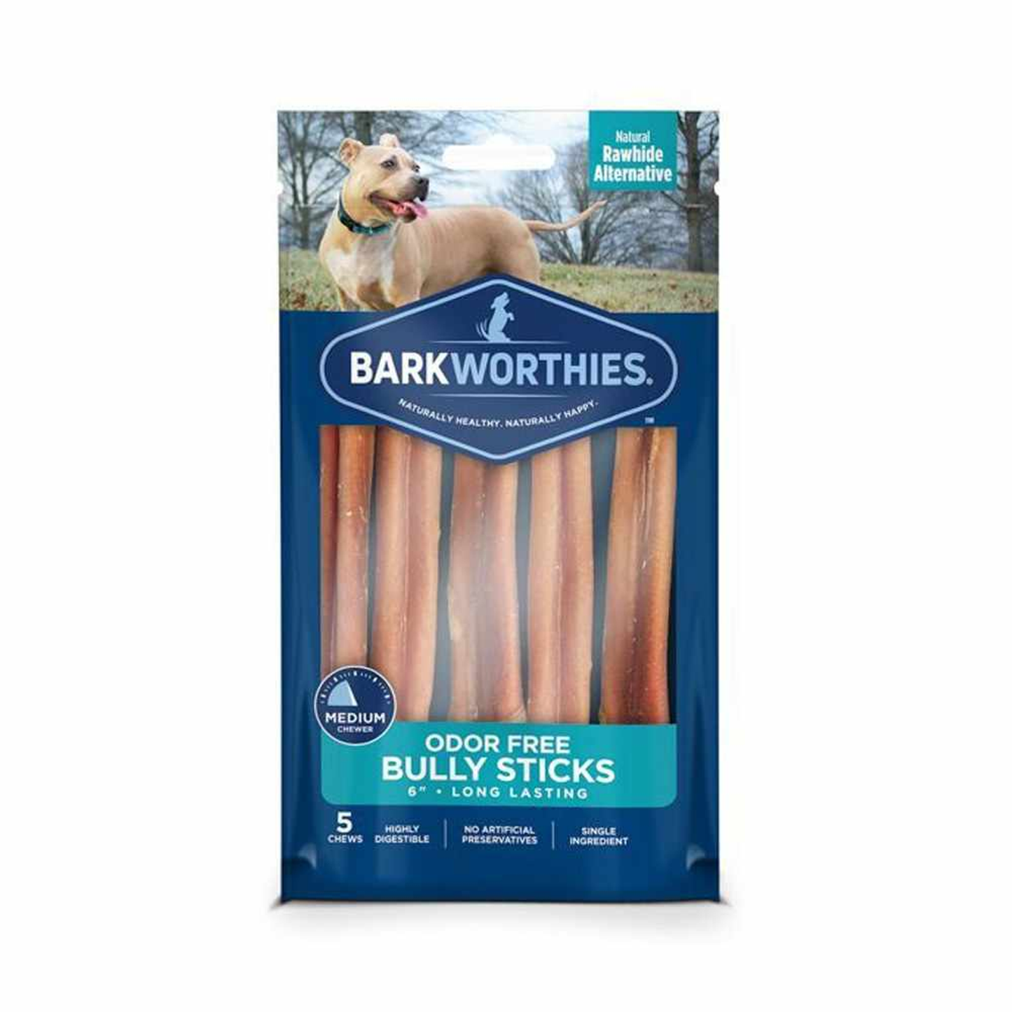 Barkworthies Bully Stick - Odor Free 6" (5-Pack SURP)