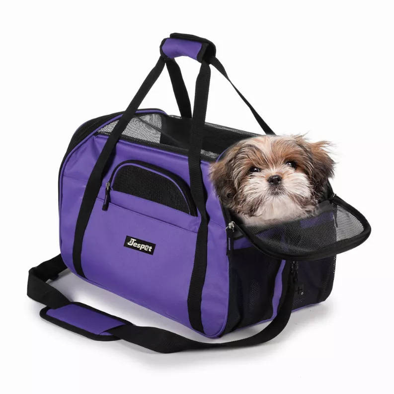 JESPET Soft-Sided Pet Carrier for Small Pets Purple, 19" x 10" x 13"