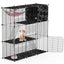 3 Tier Pet Playpen Cage Metal Indoor Pet House 28.15 x 13.97 x 42.12in
