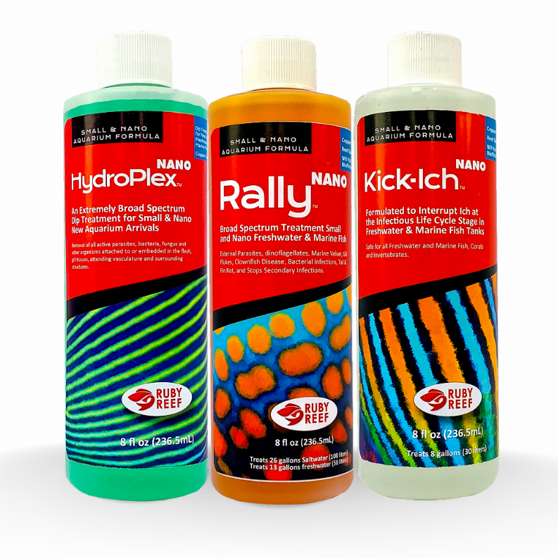 Hydroplex Ruby Reef Nano 8 Bundle | Kick-Ich, Rally & HydroPlex Aquarium Treatme ...