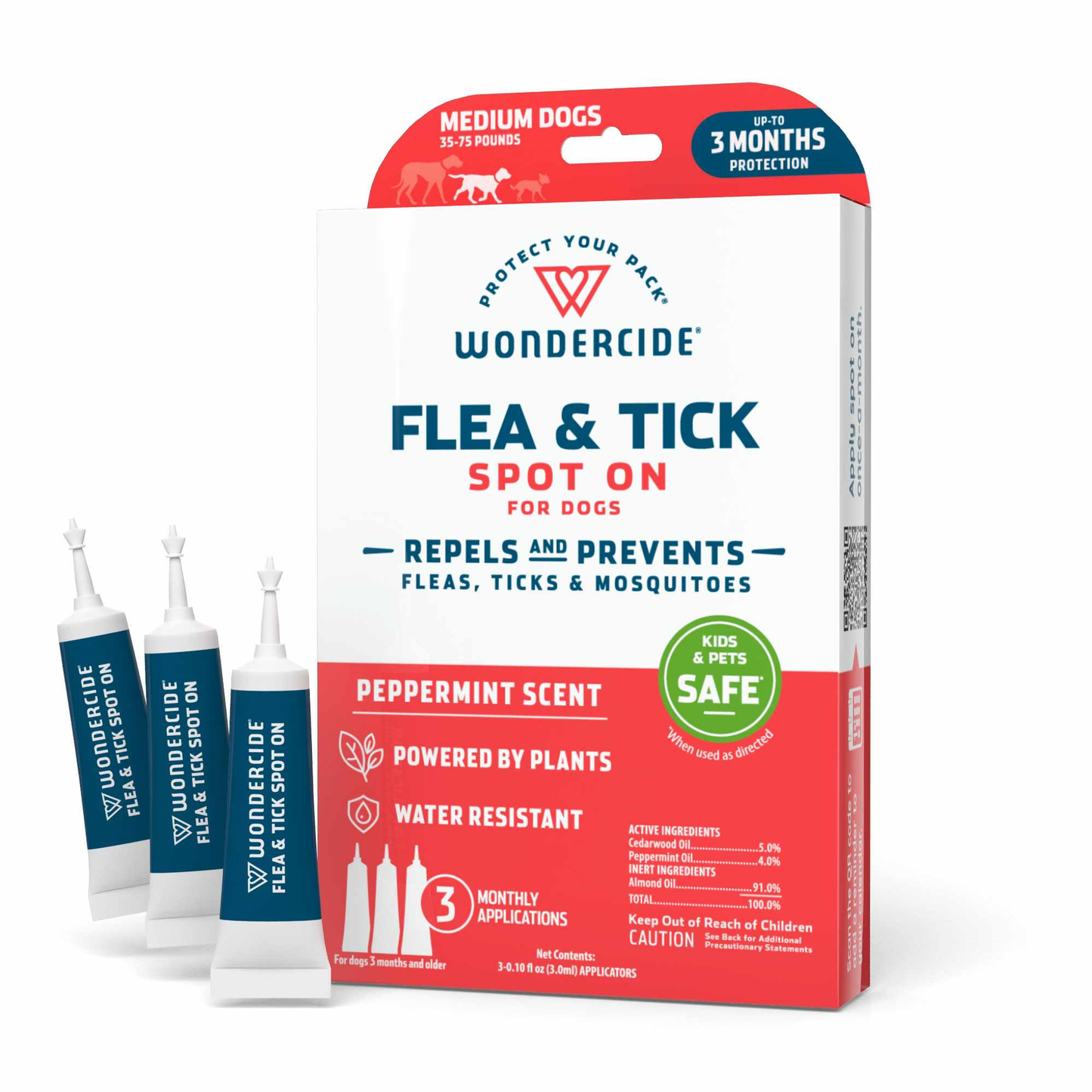 Wondercide F&T Spot On for Dogs, Medium Dog, Pepperment
