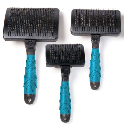 MGT Self-Cleaning Slicker Brush for Dog Grooming – Blue, Medium