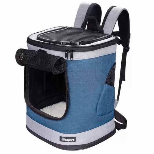 JESPET Pet BackPk Carrier for Small Pet Soft Carrier BackPk, Blue Grey, 13"