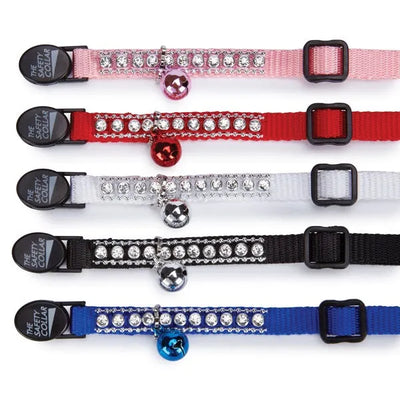 Meow Town Rhinestone Cat Collar – Adjustable Nylon Safety Breakaway