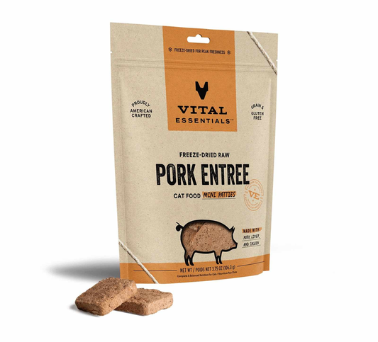 Vital Essentials(R) Freeze-Dried Raw Pork Entree Cat Food Mini Patties 3.75 oz