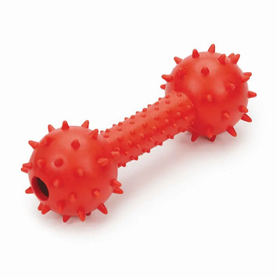 Pet Edge DG Spiked TPR Dumbbell Dog Toy with Bell – Durable Blue