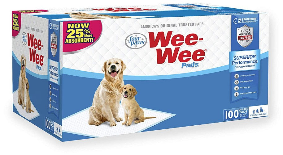 Four Paws Wee Wee Pads Floor Armor Leak-Proof System Dogs/Puppies, 100 ct