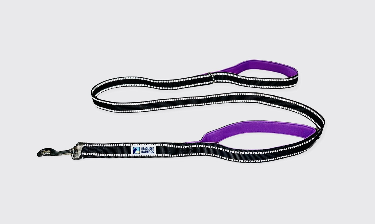 Headlight Harness Double Handle Reflective Leash, 6ft, Purple