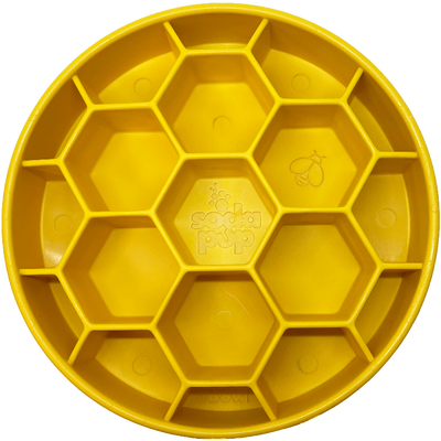SodaPup Honeycomb eBowl Slow Feeder Dog Enrichment Bowl, Yellow