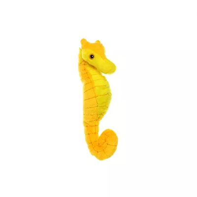 Mighty Jr Ocean Seahorse Dog Toy – Durable Plush Yellow Interactive Toy