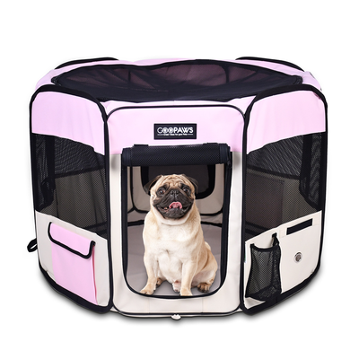 JESPET 36" Portable Pet Playpen – Foldable Soft Dog Exercise Pen, Pink