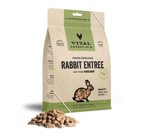 Vital Essentials(R) Freeze-Dried Raw Rabbit Entree Cat Food Mini Nibs 12 oz