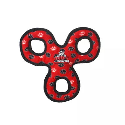 Tuffy Jr 3-Way Tug Dog Toy – Durable Red Paw Interactive Tug Toy