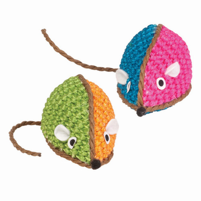 Pet Edge KB Two Toned Raffia Mouse Cat Toy – Durable Natural Fiber