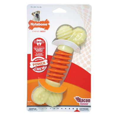 Nylabone Pro Action Dental Dog Chew Toy – Large Bacon Flavor Nylon