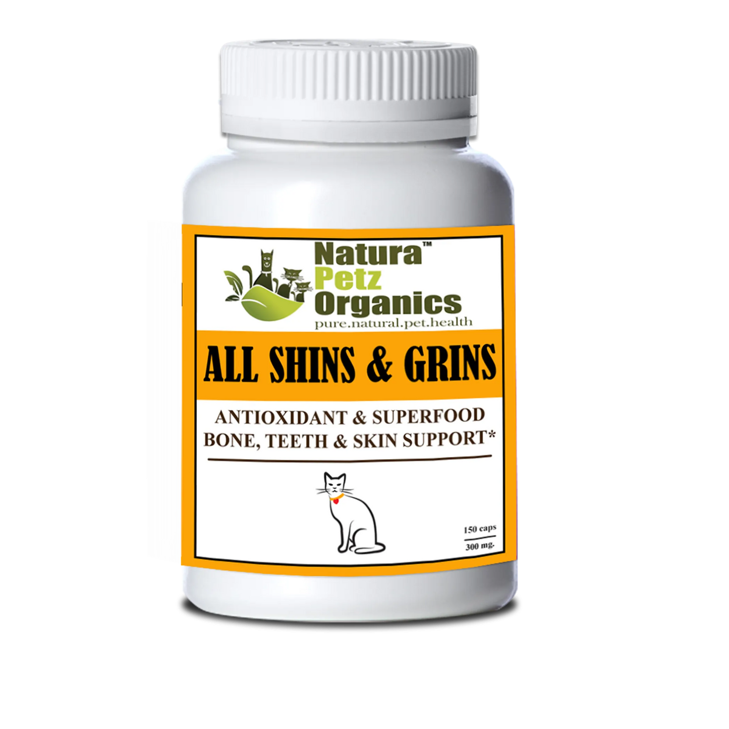 All Shins & Grins Capsules - Antioxidant Food Bone, Eye, CAT/ 150 caps / 300 mg