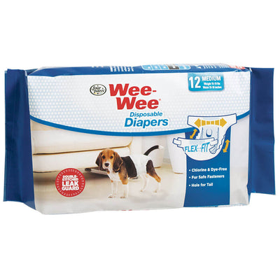 Four Paws Wee-Wee Disposable Dog Diapers | Medium White | 12 Pack