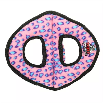 Tuffy Ultimate 3-Way Ring Dog Toy – Pink Leopard Durable Tug Toy