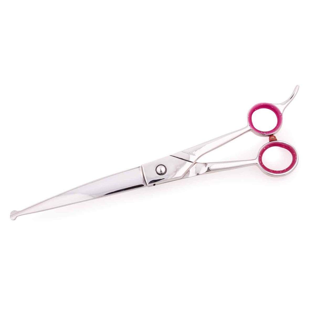 GE Gator Ball Tip Shear 8.5 inch curved scissors with pink finger loops.