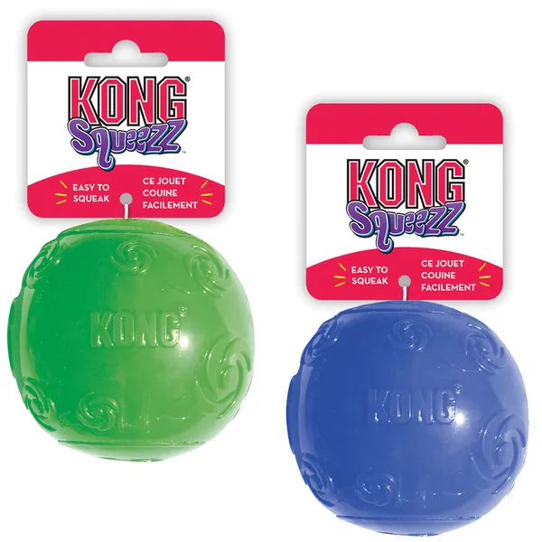 KONG Squeezz Ball - Durable TPR Rubber Squeaky Dog Fetch Toy