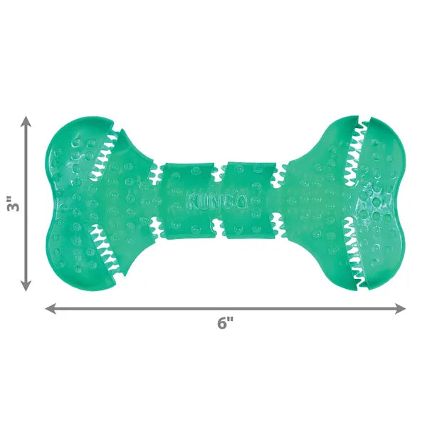 KONG Squeezz Dental Bone Dog Chew Toy | TPR Rubber Teeth Cleaning Toy