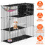 3 Tier Pet Playpen Cage Metal Indoor Pet House 28.15 x 13.97 x 42.12in