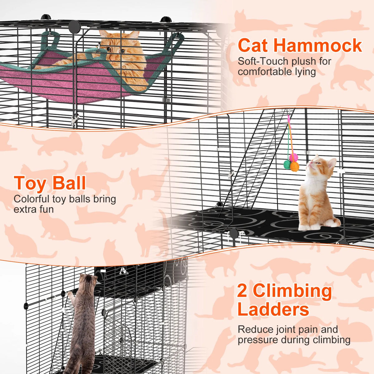 3 Tier Pet Playpen Cage Metal Indoor Pet House 28.15 x 13.97 x 42.12in